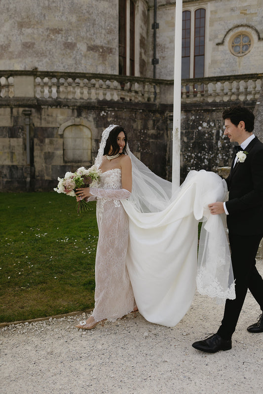 LA DENTELLE Double Satin Overskirt