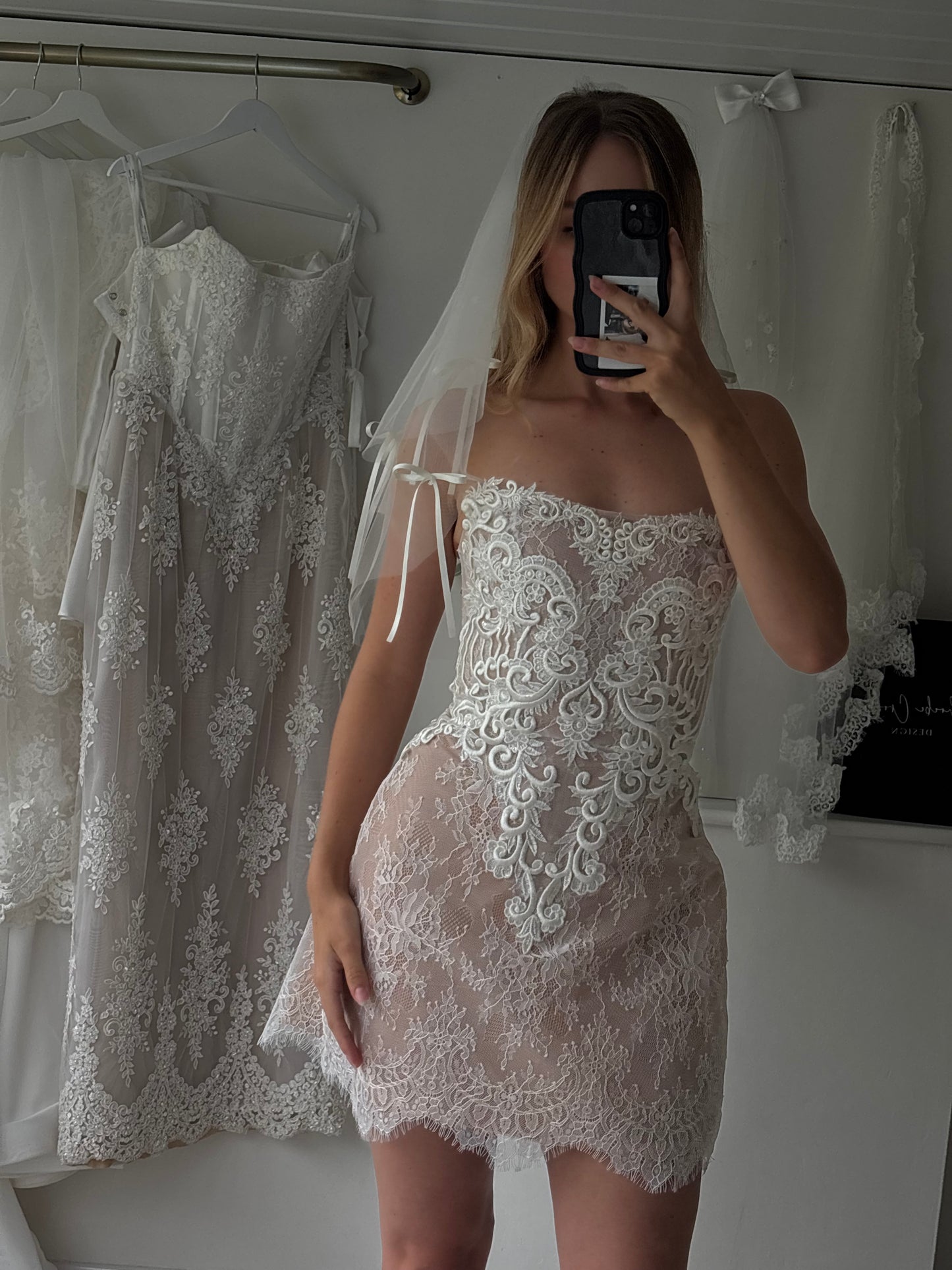 ROSA Lace Bridal Mini Dress