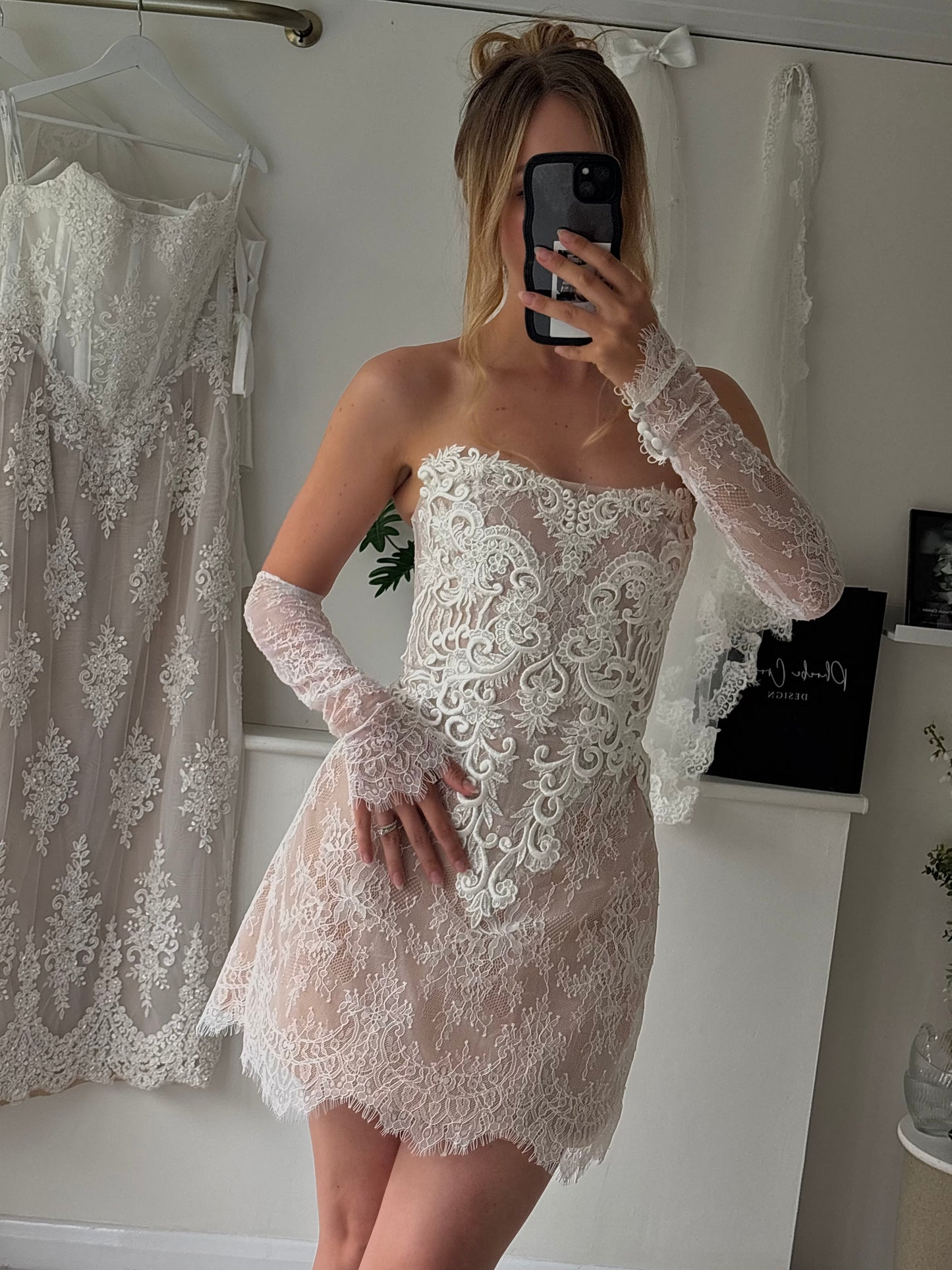 ROSA Lace Bridal Mini Dress