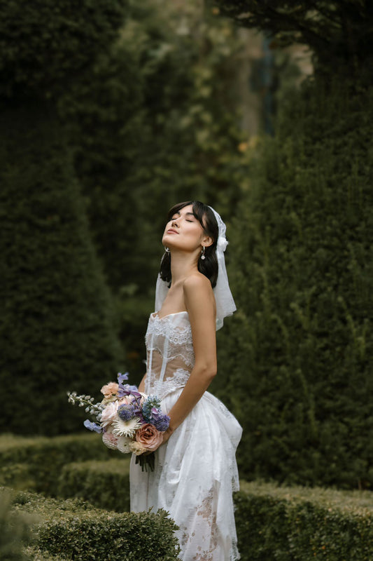Lace Cap Veil with Rose Detailing