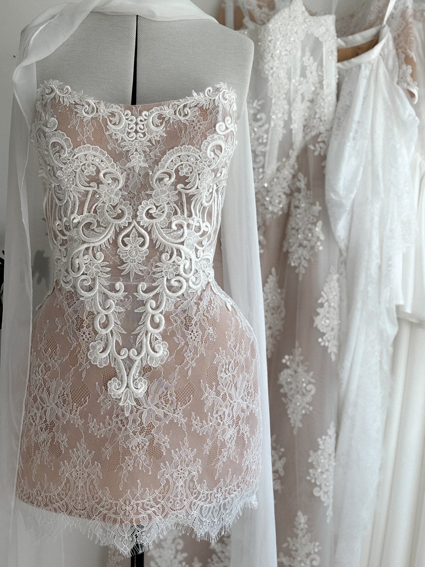 ROSA Lace Bridal Mini Dress