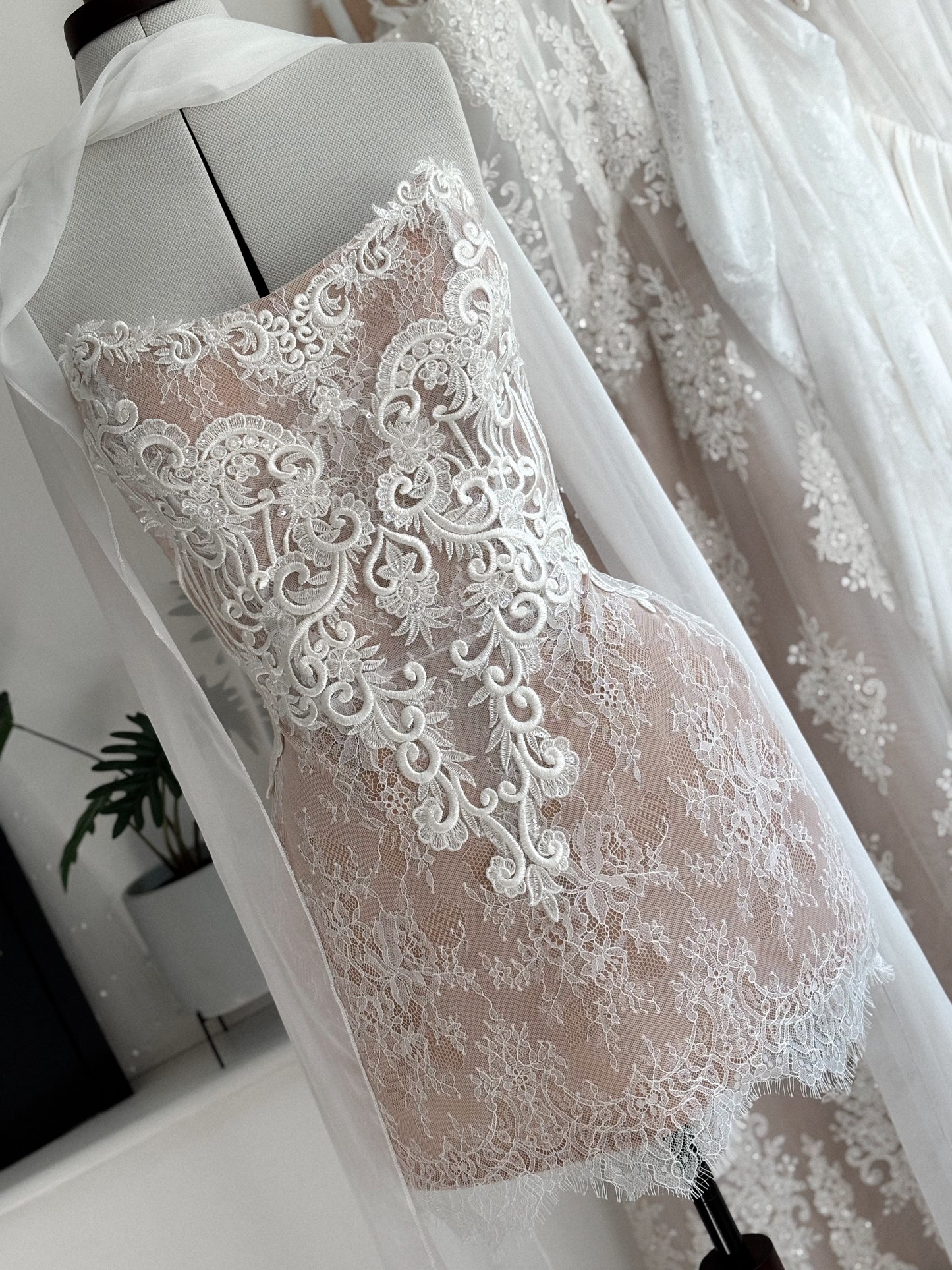 ROSA Lace Bridal Mini Dress
