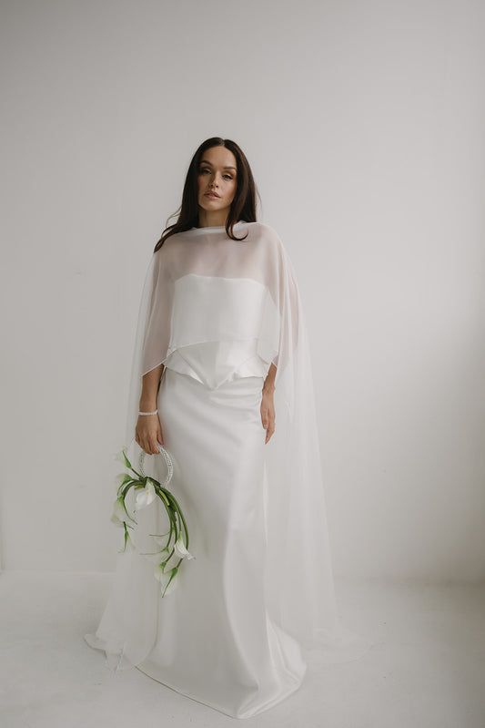 ELODIE Duchess Satin Bias Cut Skirt