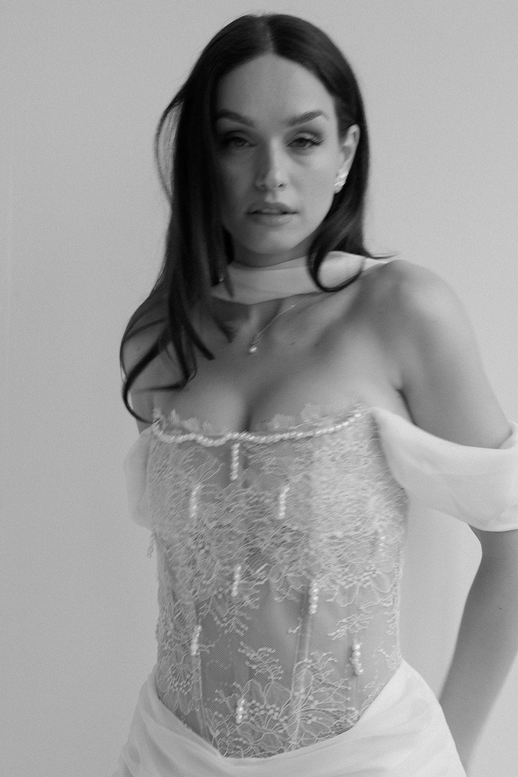 THALASSA Pearl Draped Wedding Dress