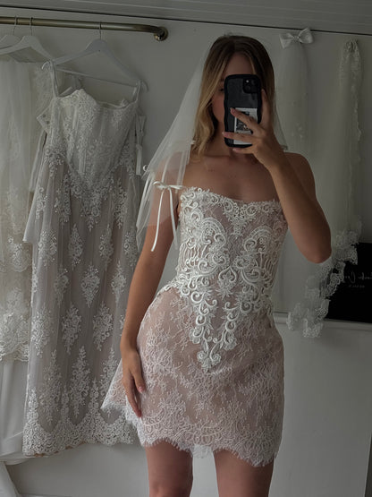 ROSA Lace Bridal Mini Dress