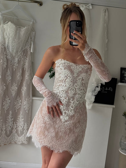 ROSA Lace Bridal Mini Dress