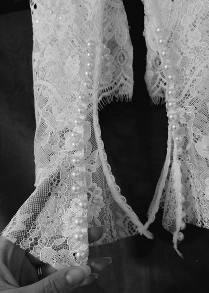 MARGAUX Detachable Beaded Lace Bridal Sleeves