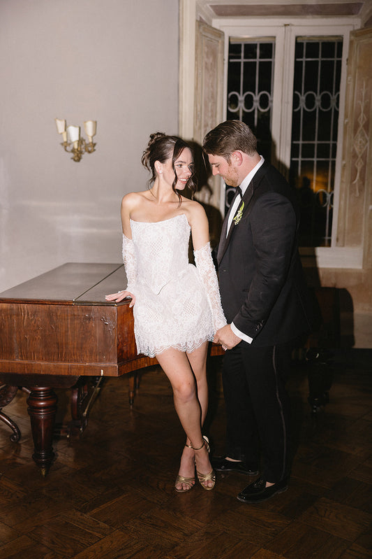 GABRIELLE Beaded Lace Bridal Mini Skirt