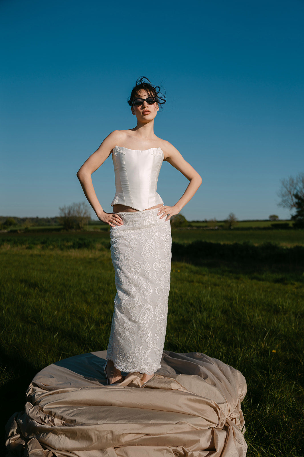 Amelie Ivory Satin Over-Hip Corset