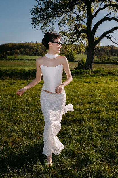 Amelie Ivory Satin Over-Hip Corset