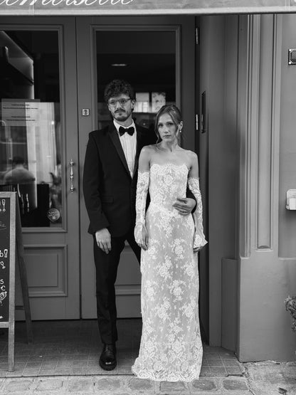 MARGAUX Beaded Lace Corset Wedding Dress