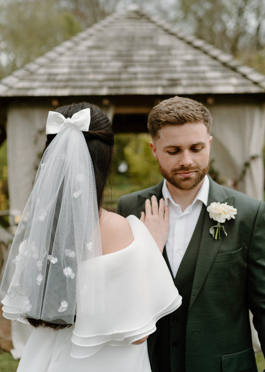 Beaded Mikado Tulle Veil