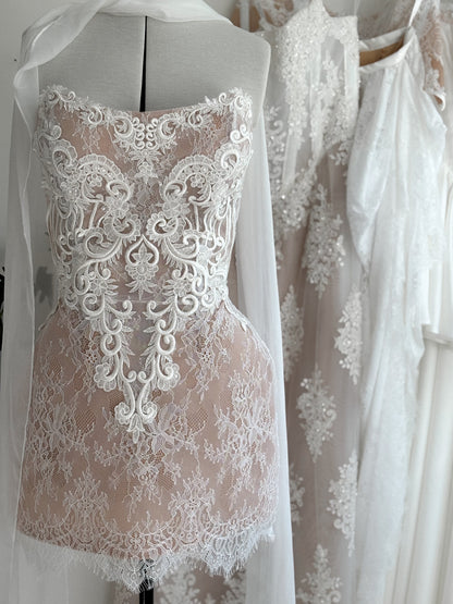 ROSA Lace Bridal Mini Dress