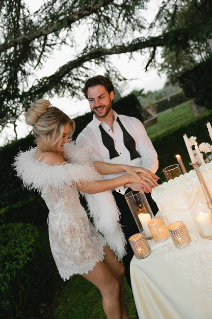 Gia Beaded Bridal Mini Dress