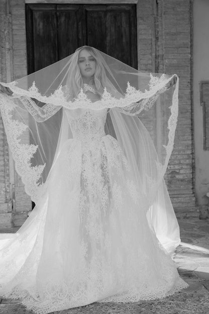 Siena Lace Edge Blusher Veil