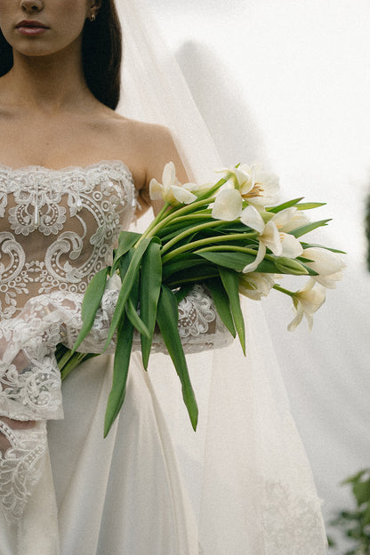 Lana Nude Lace & Satin Wedding Dress
