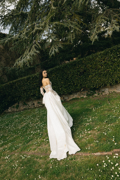 Lana Nude Lace & Satin Wedding Dress