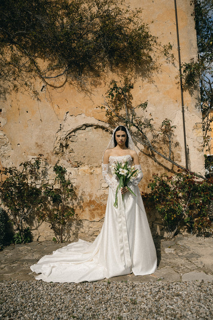 Lana Nude Lace & Satin Wedding Dress