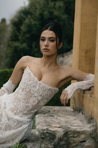 Luciana Nude Lace Wedding Dress