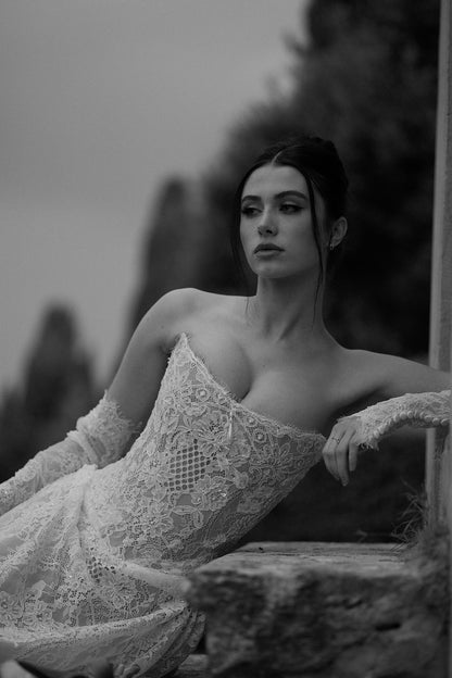 Luciana Nude Lace Wedding Dress