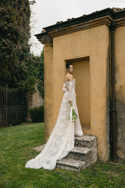 Luciana Nude Lace Wedding Dress