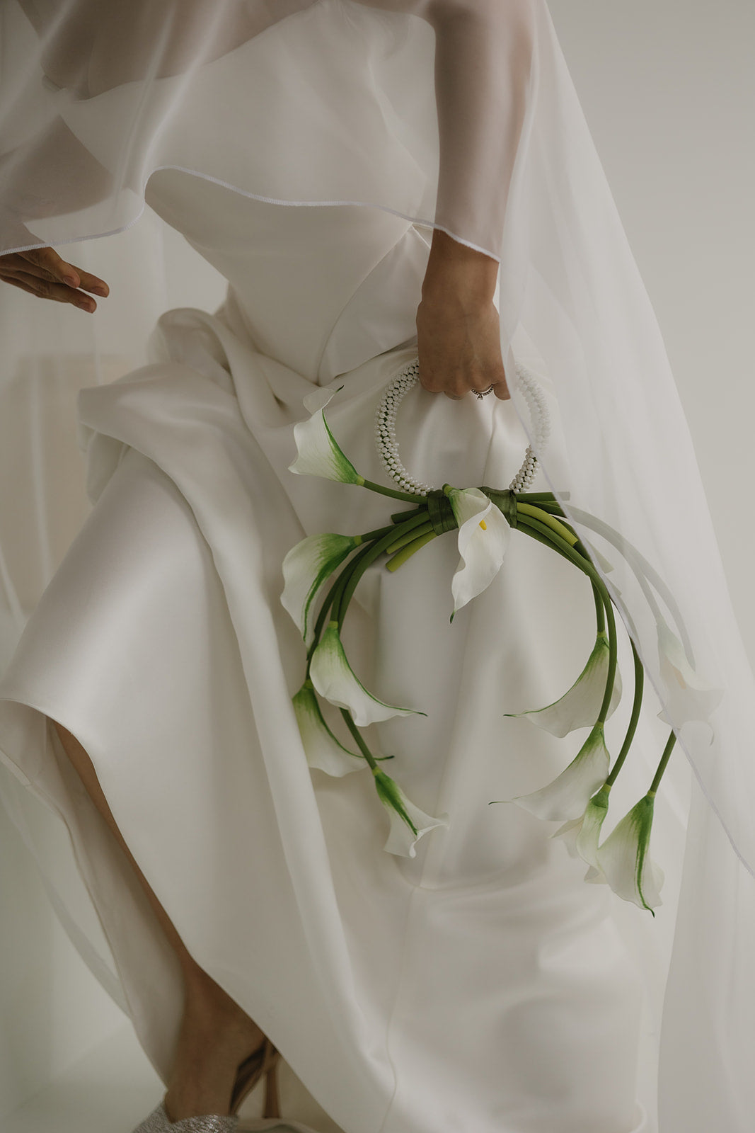 ELODIE Duchess Satin Bias Cut Skirt